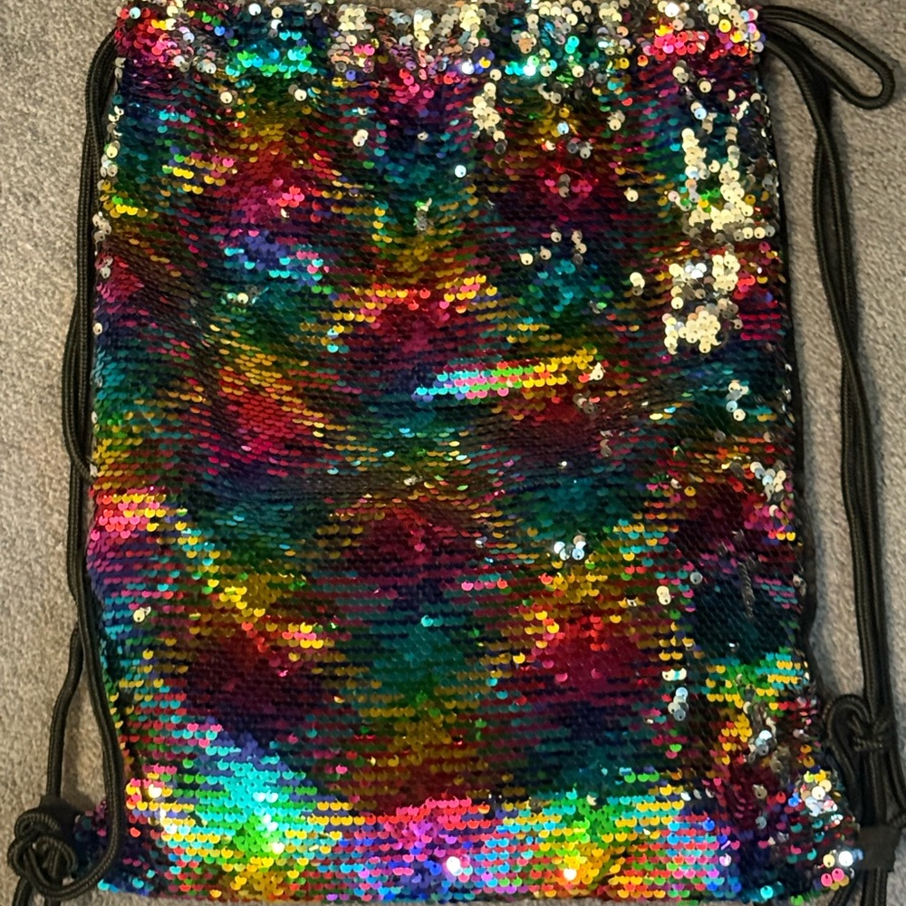 Multicolor Sequin Drawstring Backpack